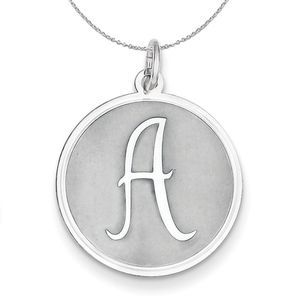Silver, Makayla Collection, 20mm Disc Initial A Necklace - 20 In